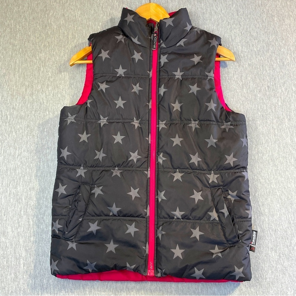 Alpine Tek Quilted Puffer Vest Women's Small Red Black Stars Reversible